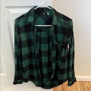 BDG Green and Black Plaid Shirt